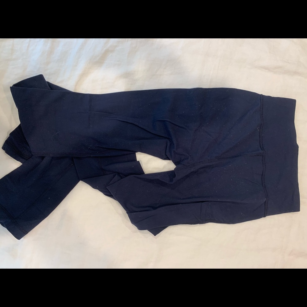Navy straight leggings with tie at top